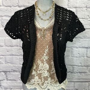 Coldwater Creek open weave short sleeve jacket